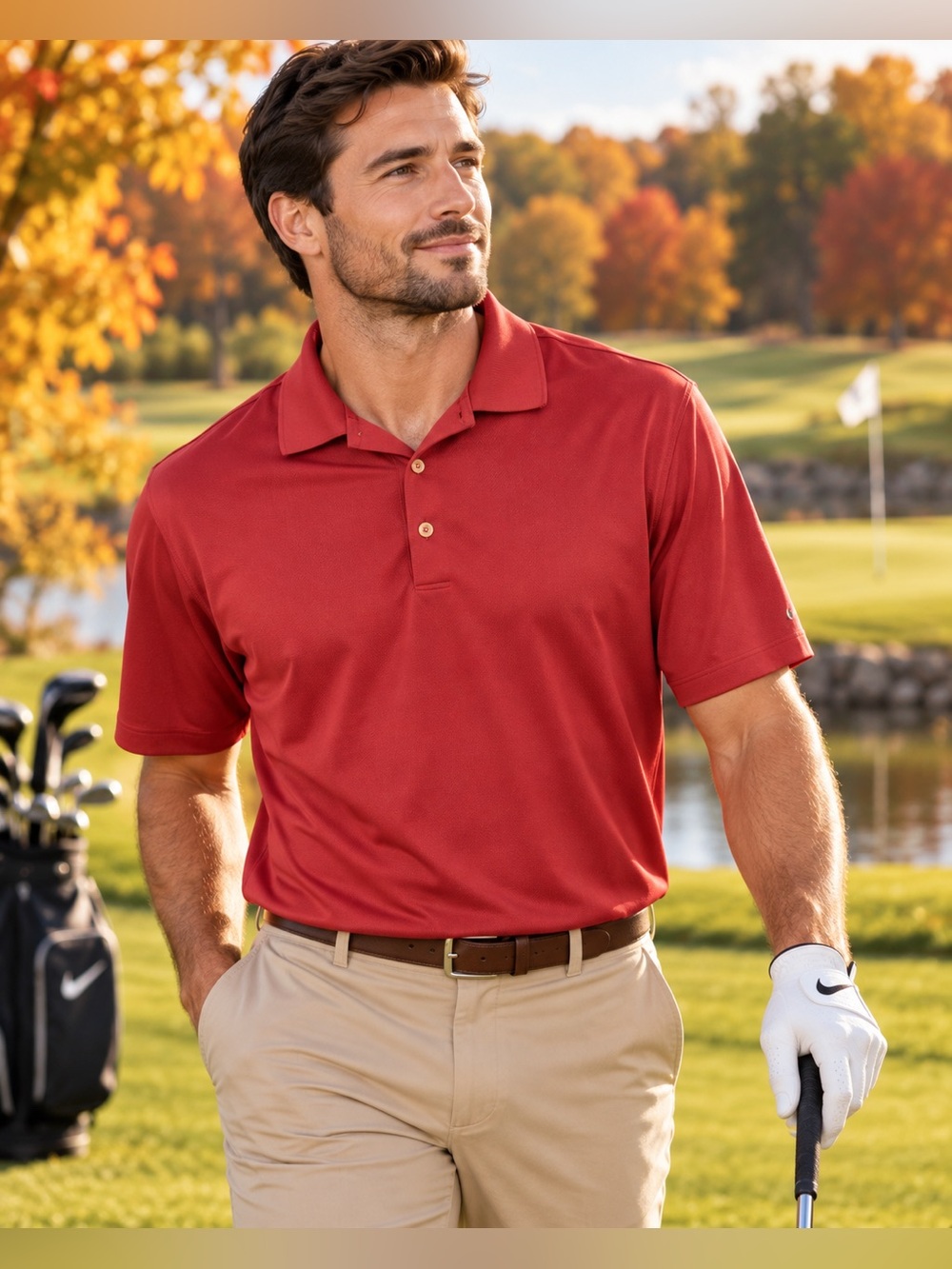 Nike Golf Dri-FIT Rust Red Short Sleeve Polo Shirt